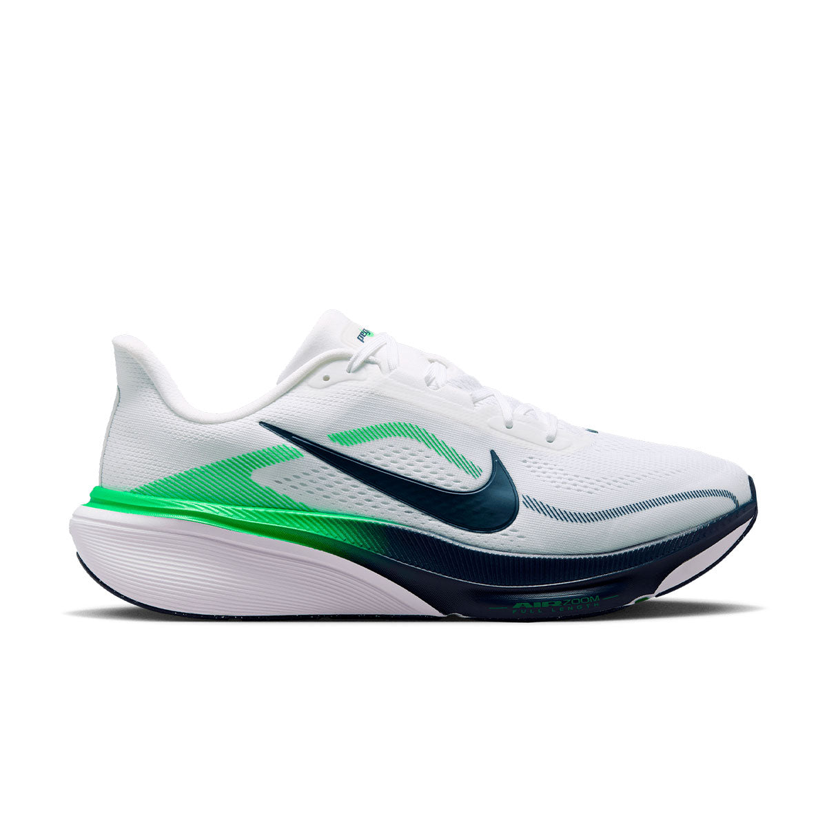 Nike Air Zoom Pegasus 42 herreløbesko i hvid og grøn med blå detaljer