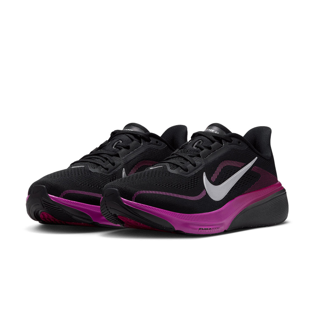 Nike Air Zoom Pegasus 42 Dame løbesko i sort med lilla detaljer og hvid Swoosh