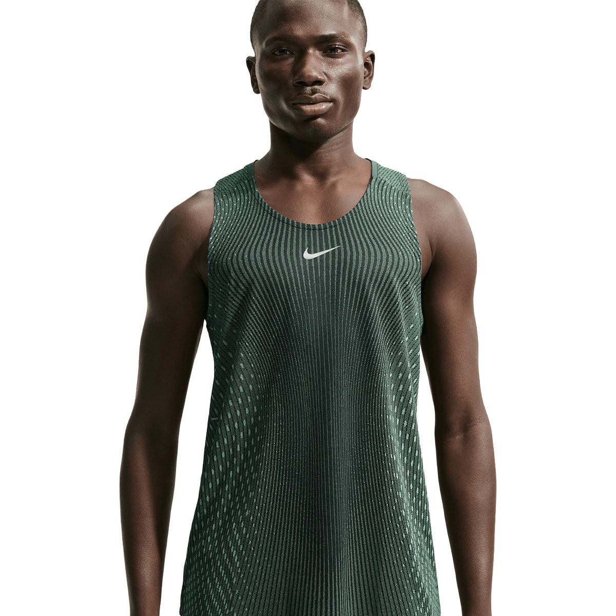 Nike Aero-FIT herre løbetanktop med rund hals og grøn strukturmønster