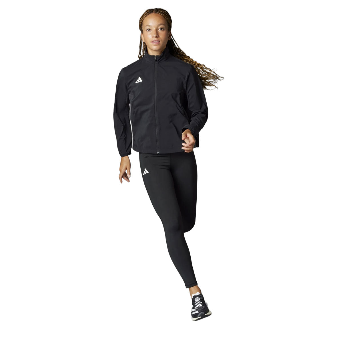 Adidas Adizero E jakke til damer i sort, ideel til løb