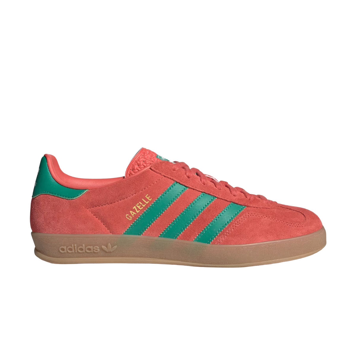 Adidas Gazelle indendørssko i ruskind med grønne striber og snørebånd