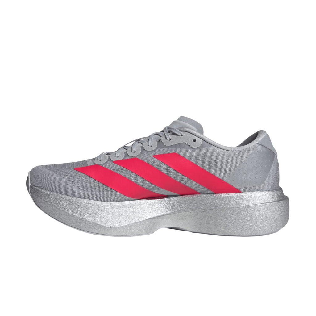 Adidas Adizero EVO SL herres løbesko med lysegråt overdel og røde striber