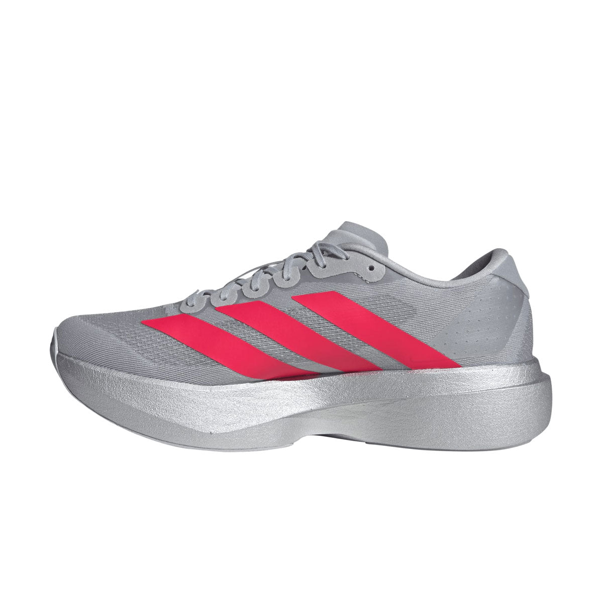 Adidas Adizero EVO SL herres løbesko med lysegråt overdel og røde striber