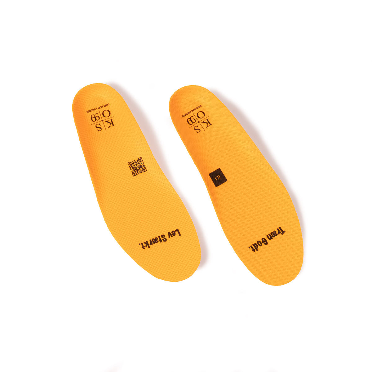 Orange KSO Comfort Soles indlæg med to par på hvid baggrund
