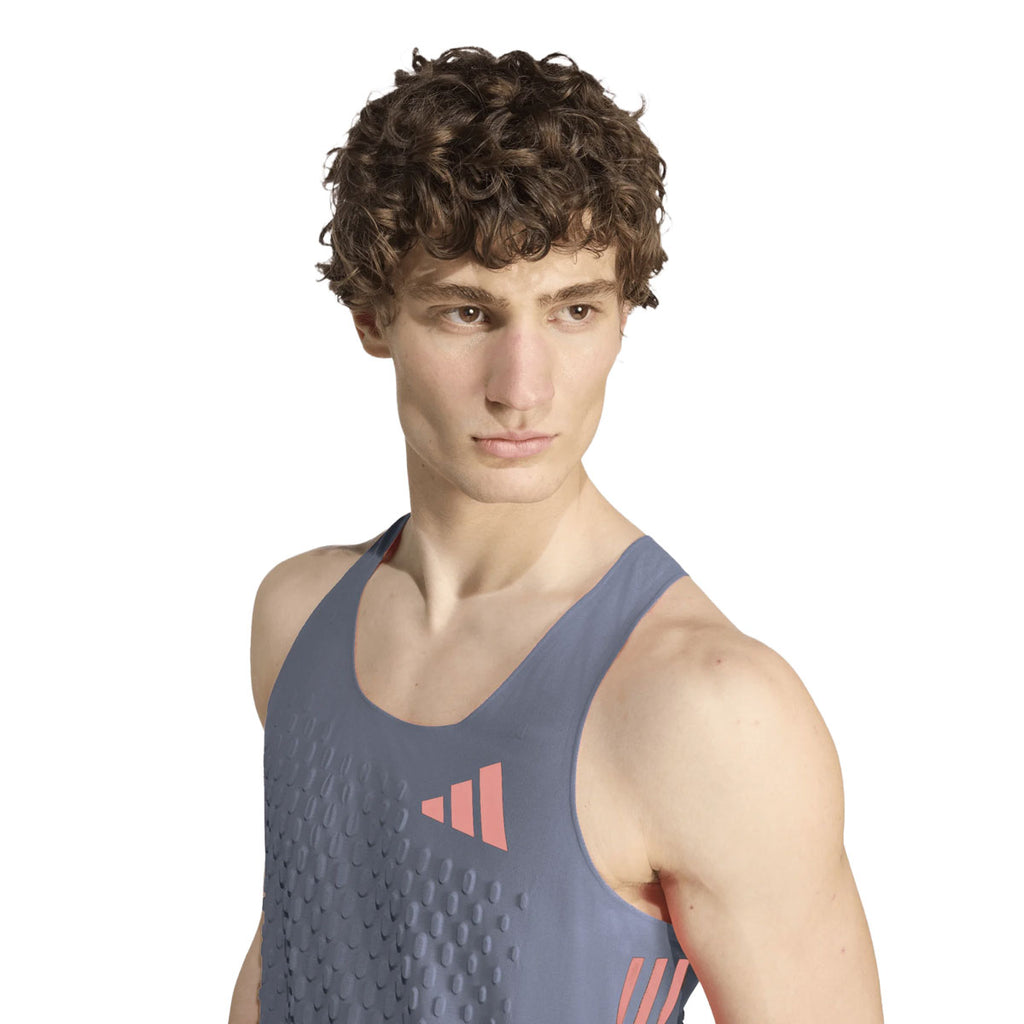 Adidas Adizero Pro herre singlet med blå ærmeløs design