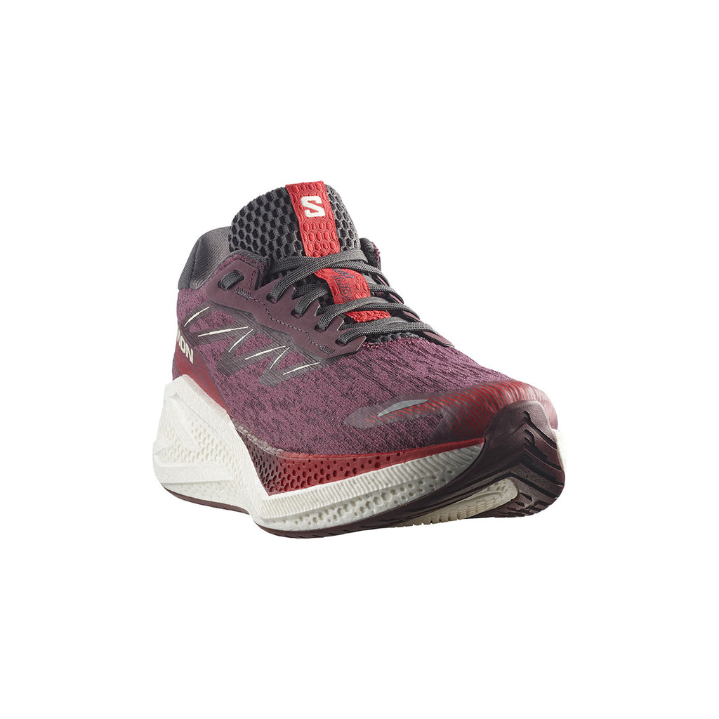Salomon Aero Glide 4 Dame løbesko i lilla og rød, set forfra