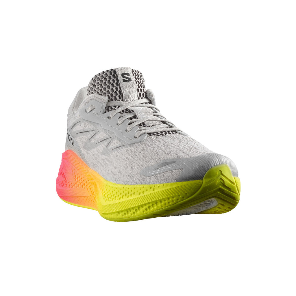 Salomon Aero Glide 4 løbesko til mænd med grå og neon sål