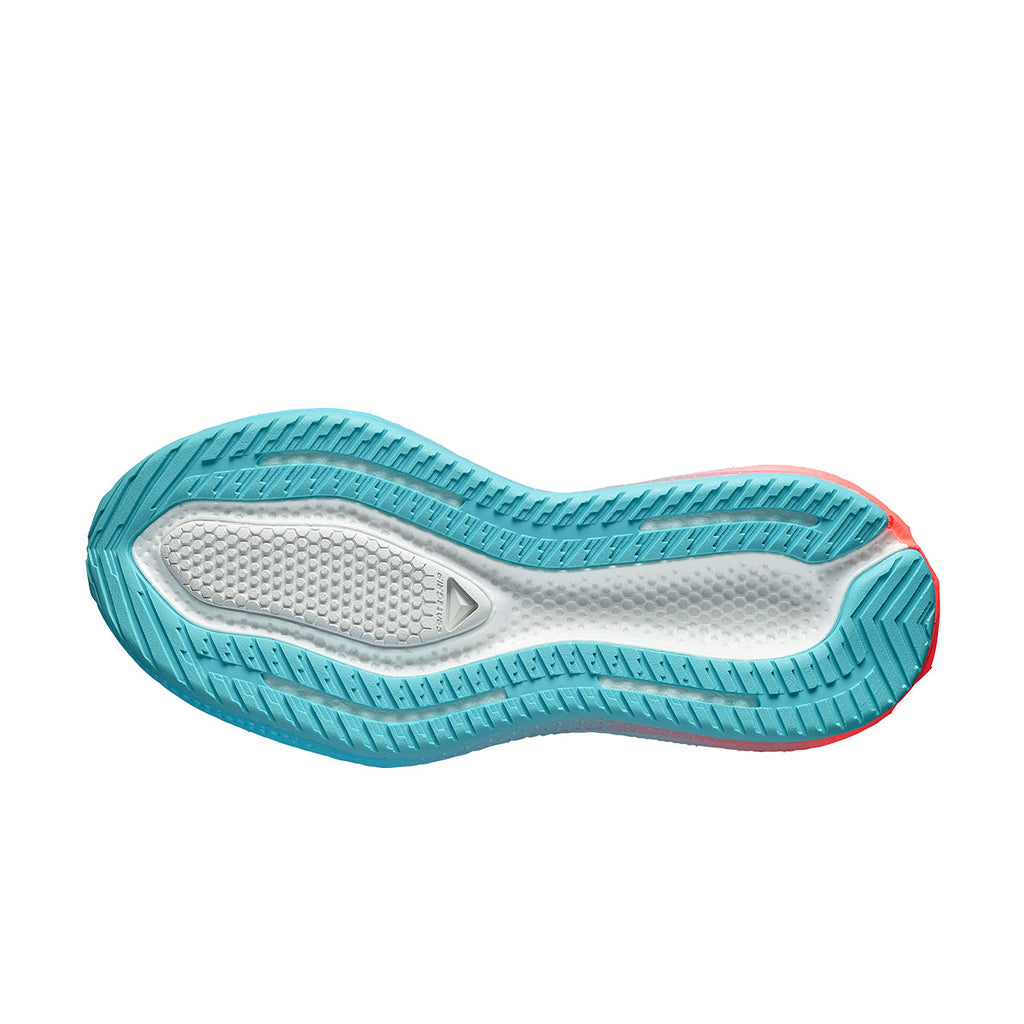 Salomon Aero Glide 4 løbesko sål med mønster og gradientfarver
