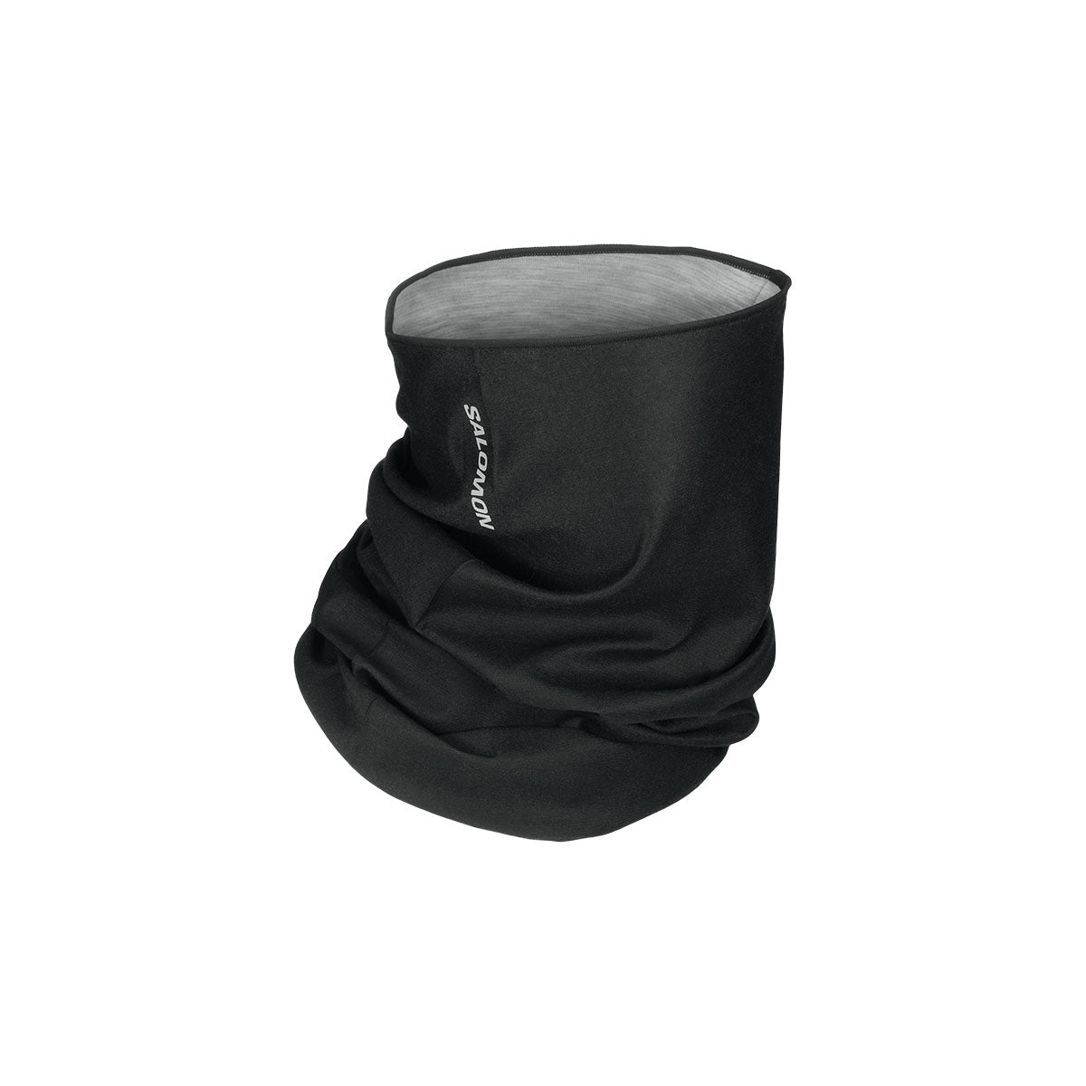 Salomon neck gaiter i sort med logo og foldet krave