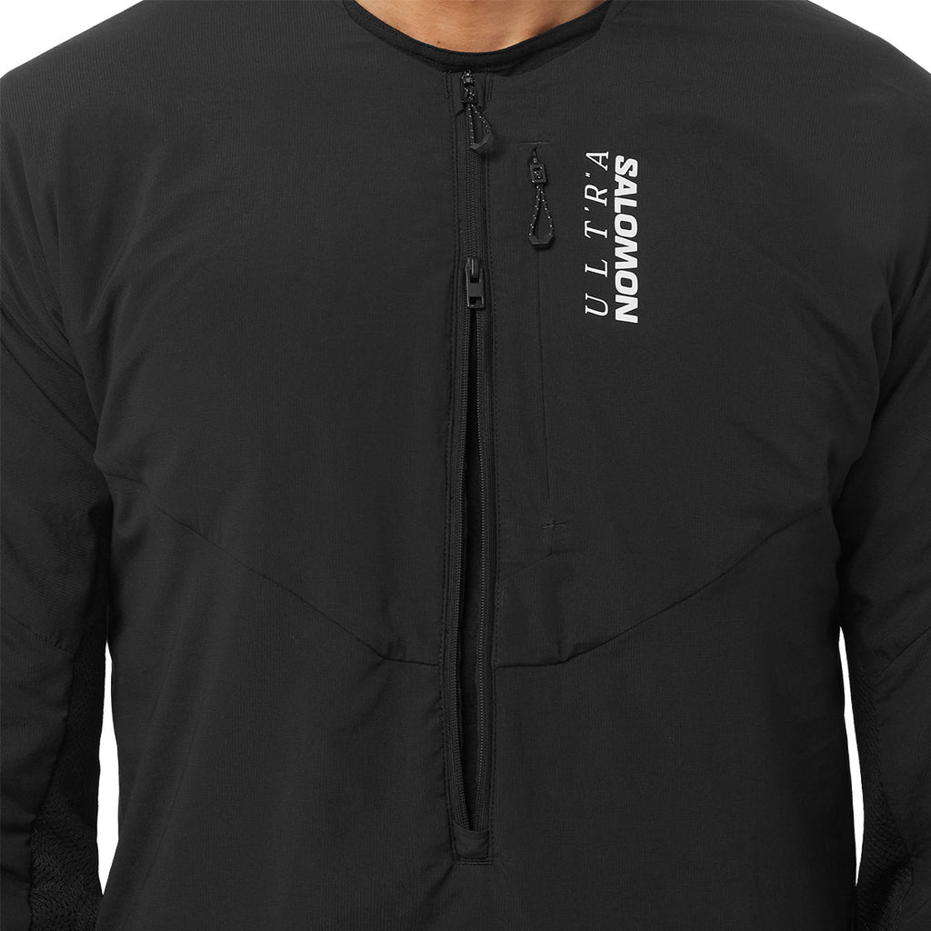Sort langærmet half-zip fleece trøje med lynlås og Salomon logo