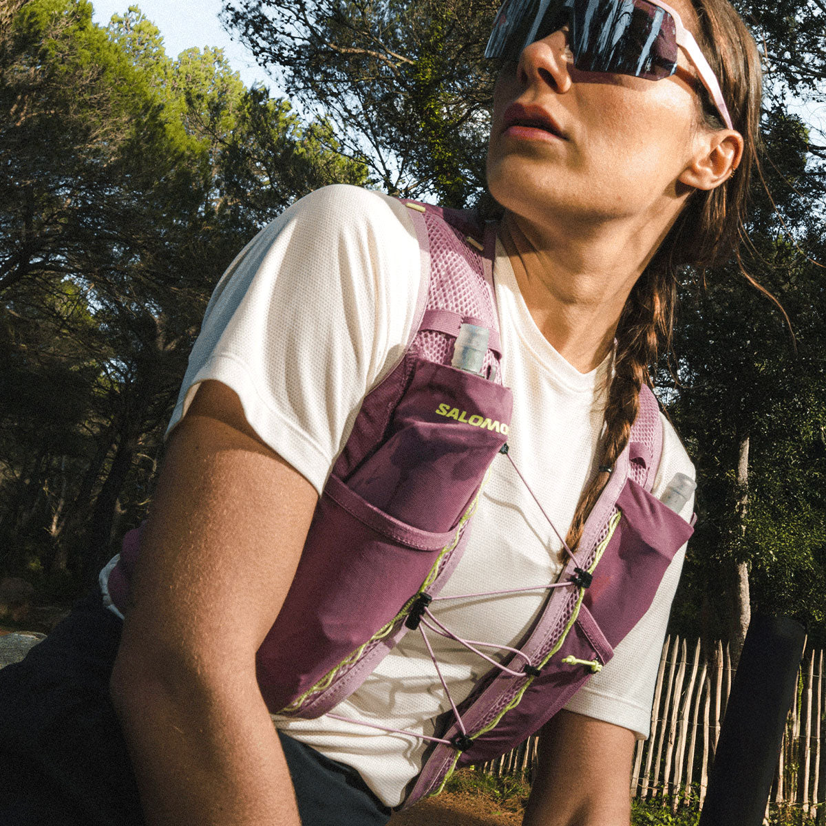 Salomon Active Skin 4 SET Dame løbebælte i lilla med justerbare stropper