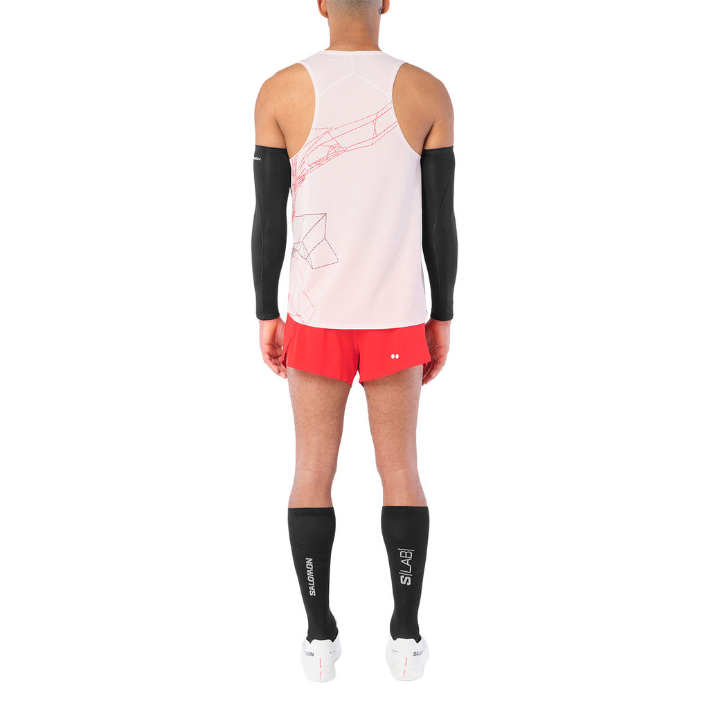 Salomon S/Lab herre singlet i hvid med pink grafisk print bagpå