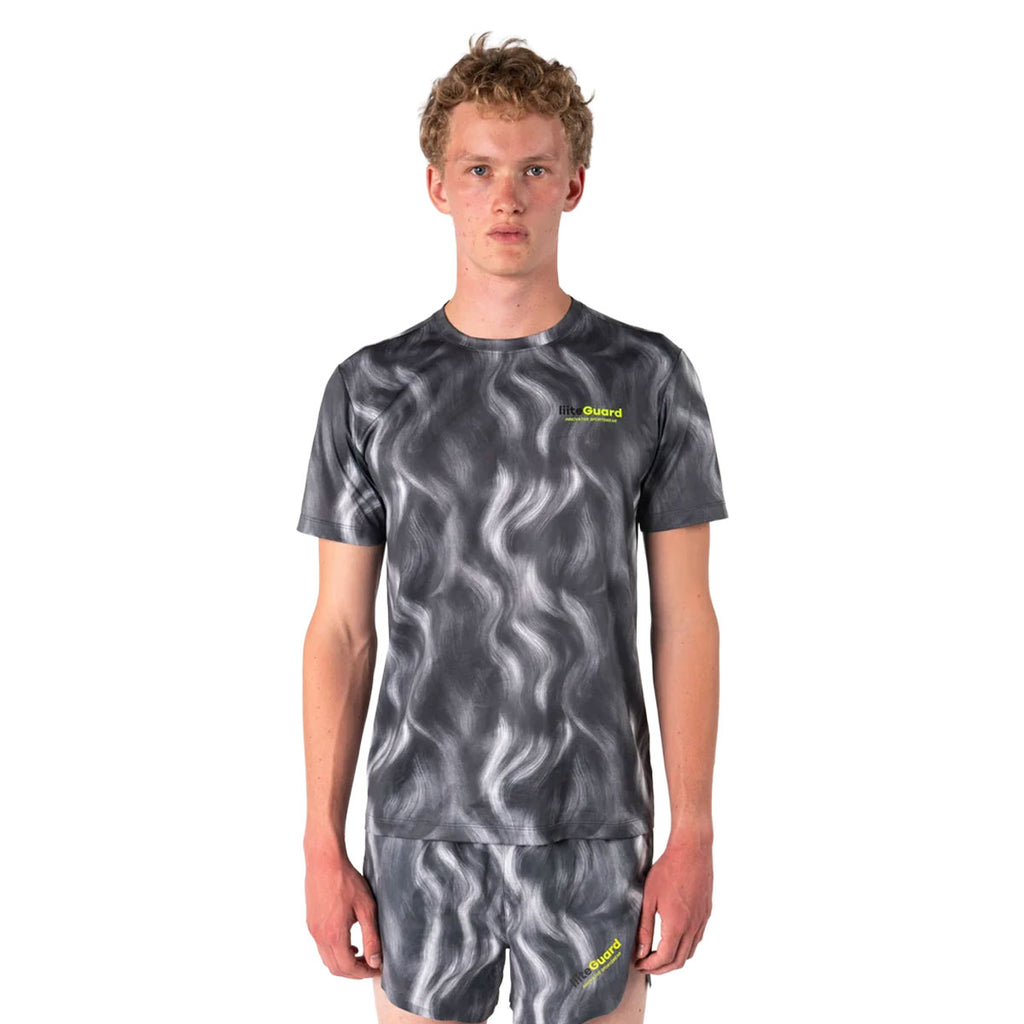 LiiteGuard Race Ground-Tech T-shirt herre i gråsort med bølgemønster
