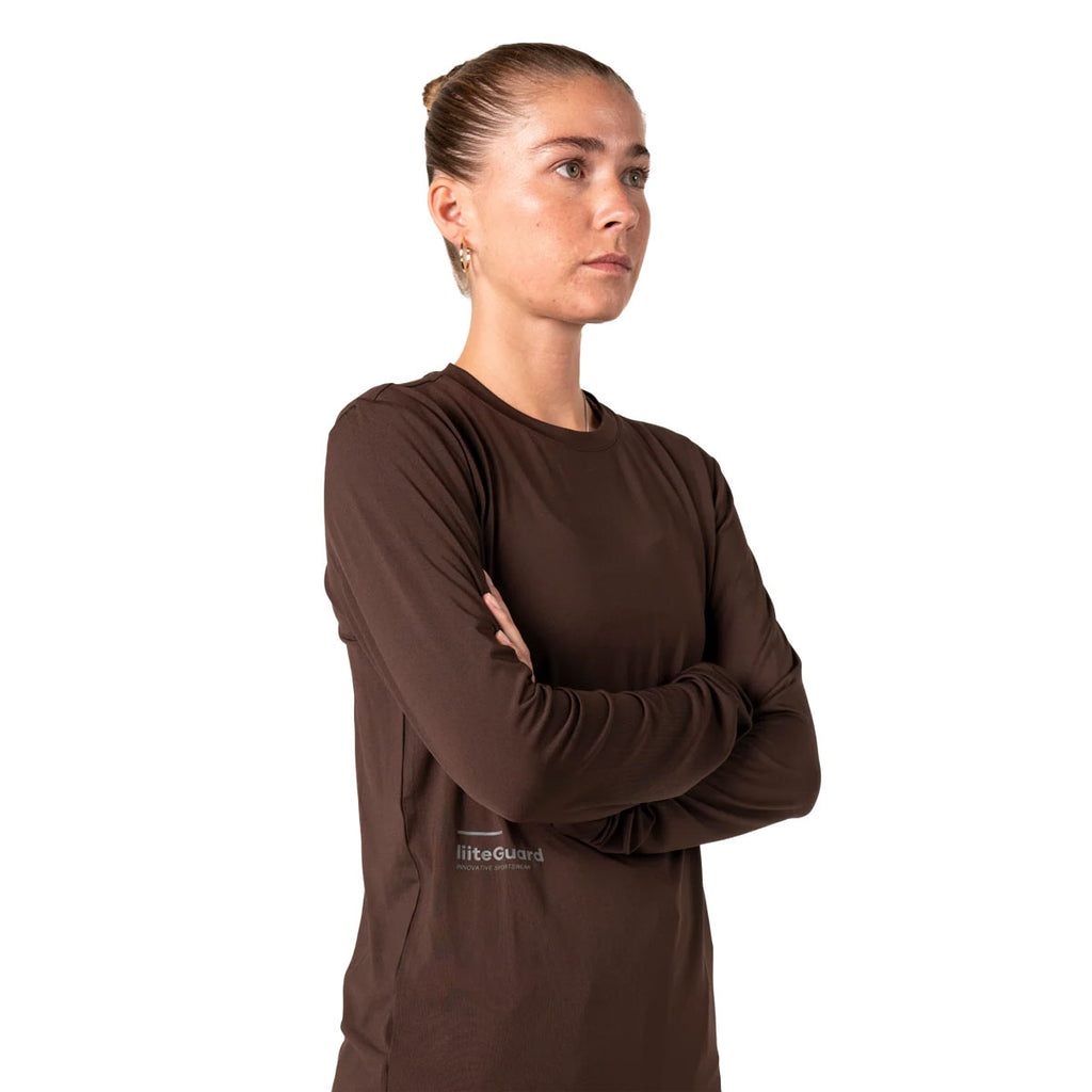 LiiteGuard Ground-Tech langærmet t-shirt til dame i mørkebrun farve