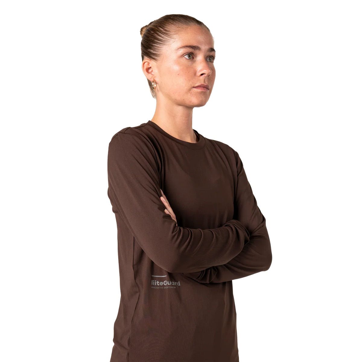 LiiteGuard Ground-Tech langærmet t-shirt til dame i mørkebrun farve