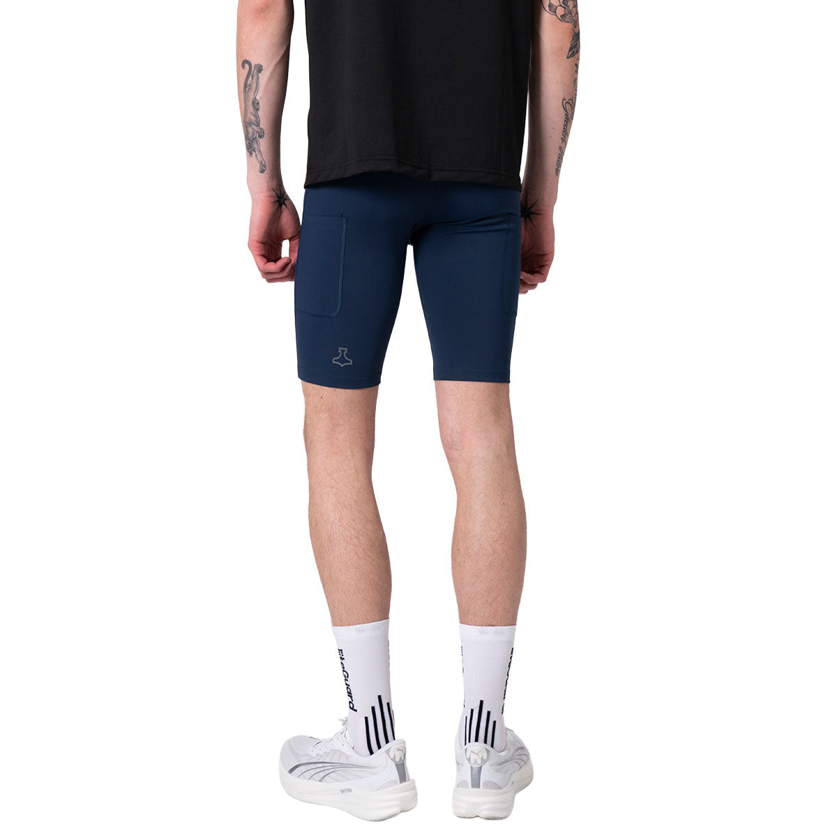 Mørkeblå korte tights til mænd med baglomme