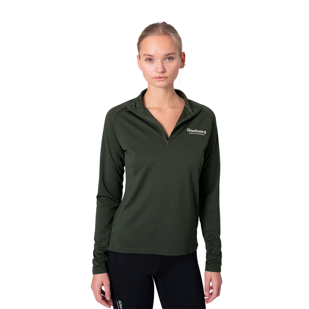 Liiteguard Ground-Tech 1/4 zip langærmet trøje til damer i grøn
