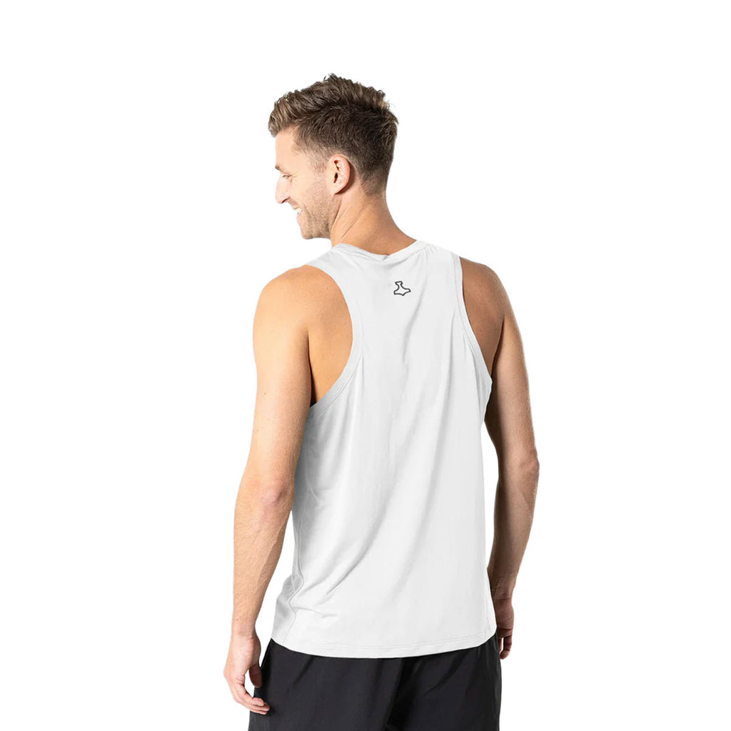 Hvid singlet til mænd med ryglogo