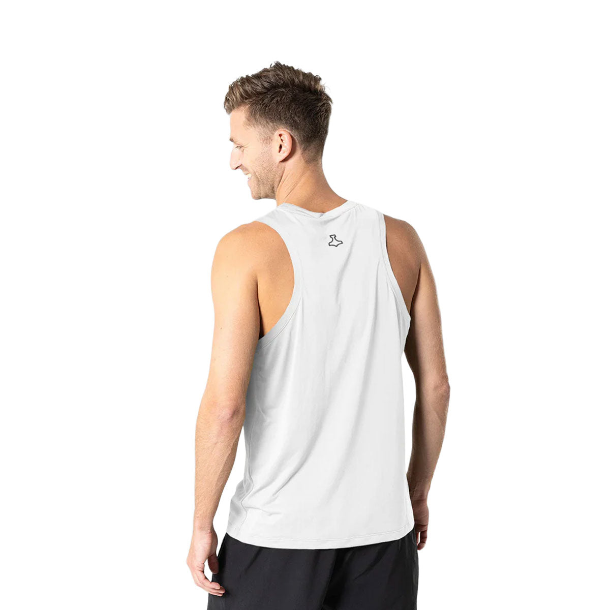 Hvid singlet til mænd med ryglogo