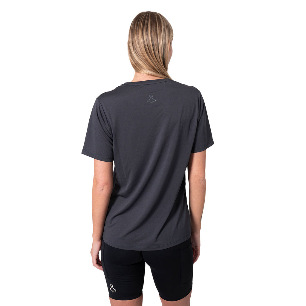 Grå Liiteguard Ground-Tech T-shirt til damer, set bagfra