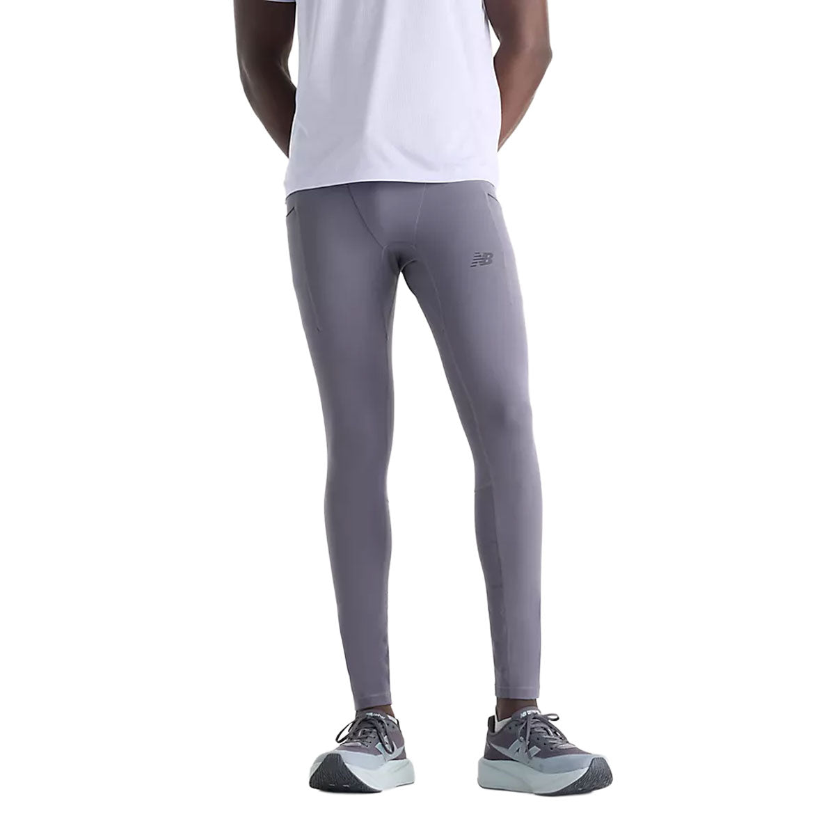 Mørkegrå New Balance lang tight til herre med reflekslogo