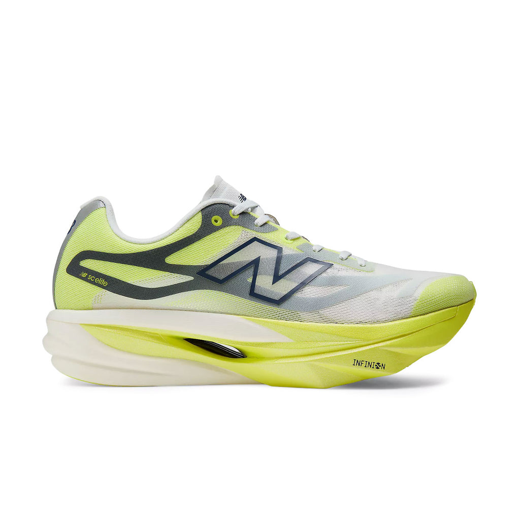 Hvid og neonlime New Balance FuelCell SuperComp Elite løbesko til mænd