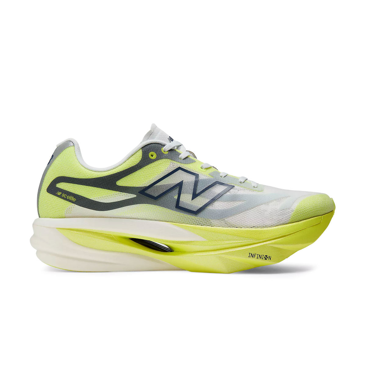 Hvid og neonlime New Balance FuelCell SuperComp Elite løbesko til mænd