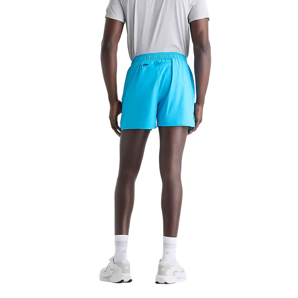 New Balance RC 5 tommer herreshorts i blå med elastik i taljen