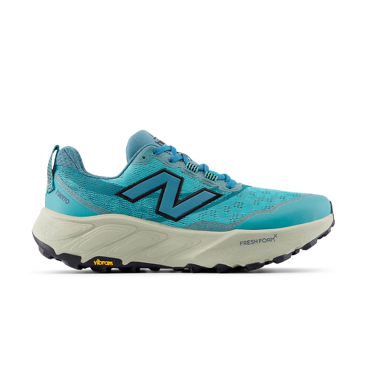 New Balance Fresh Foam X Hierro v9 herresko i blå og grøn farve