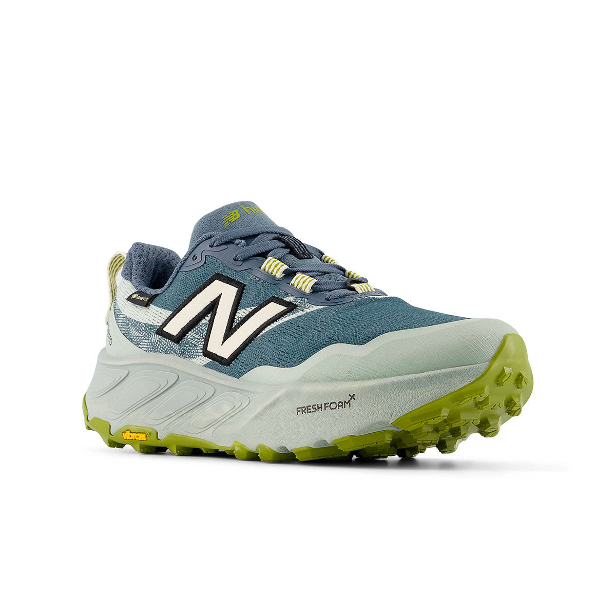 New Balance Hierro V9 GTX Dame trailsko i blå og grøn farve
