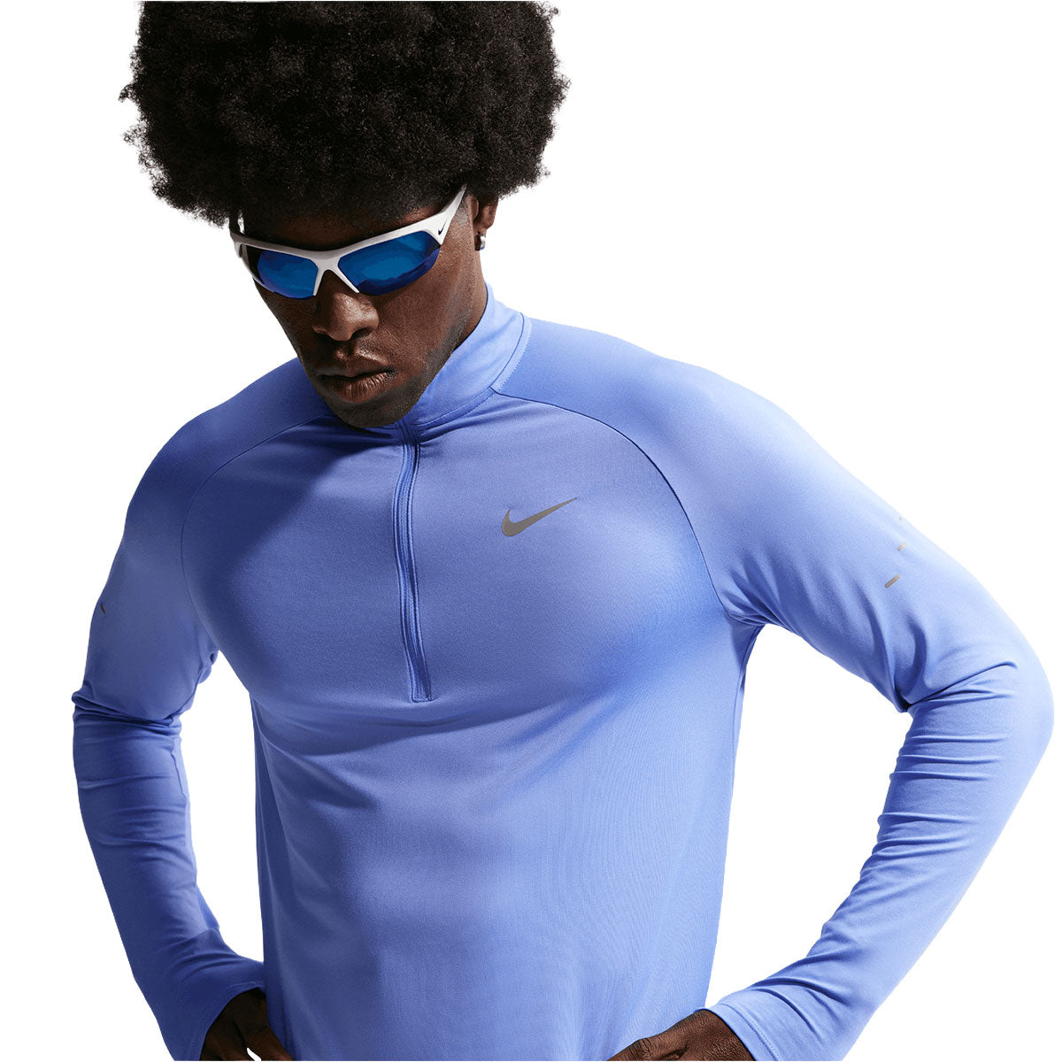 Nike Dri-Fit Stride Half Zip Midlayer til mænd i blå farve