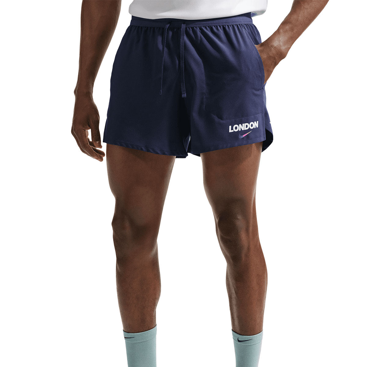 Nike Stride Dri-FIT løbeshorts 5" til mænd i navy med London tryk
