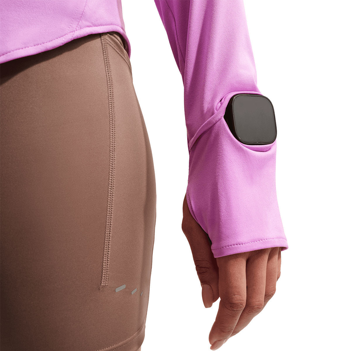 Nike Swift UV Half Zip Top Dame i lyserød med tommelhul