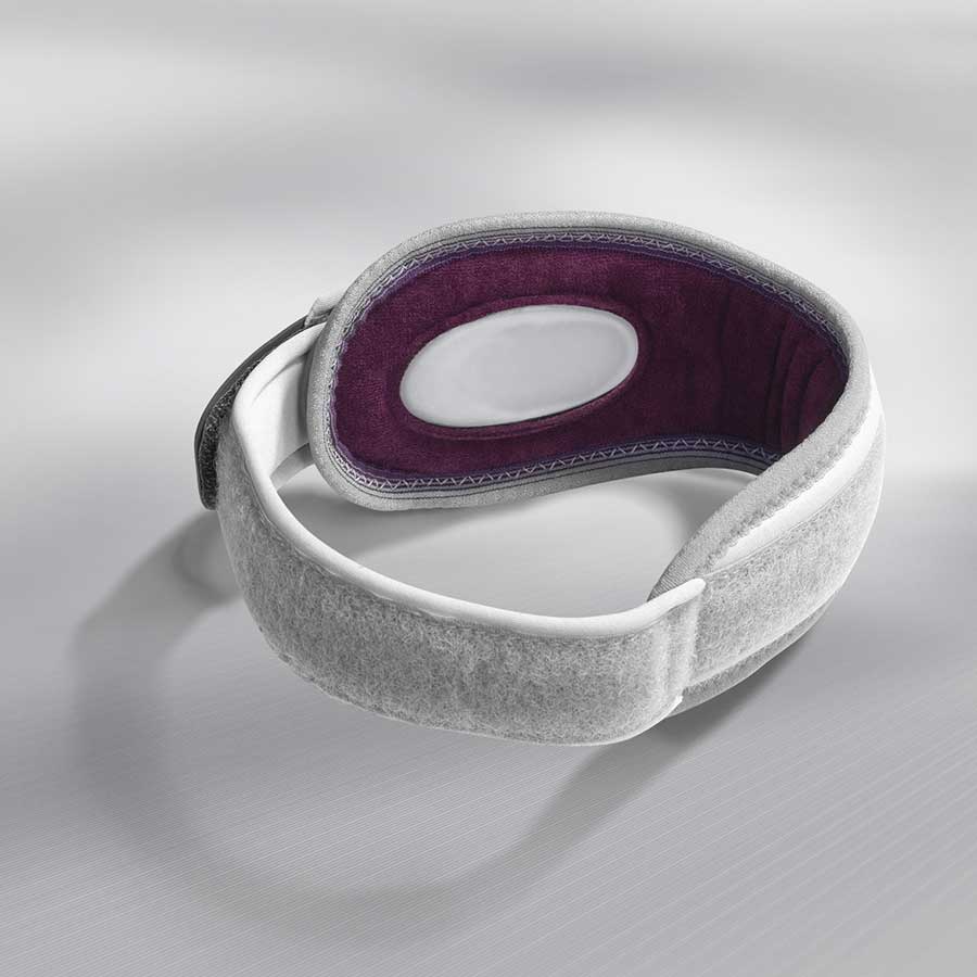 Grå støttebandage til albuen med blødt indvendigt materiale