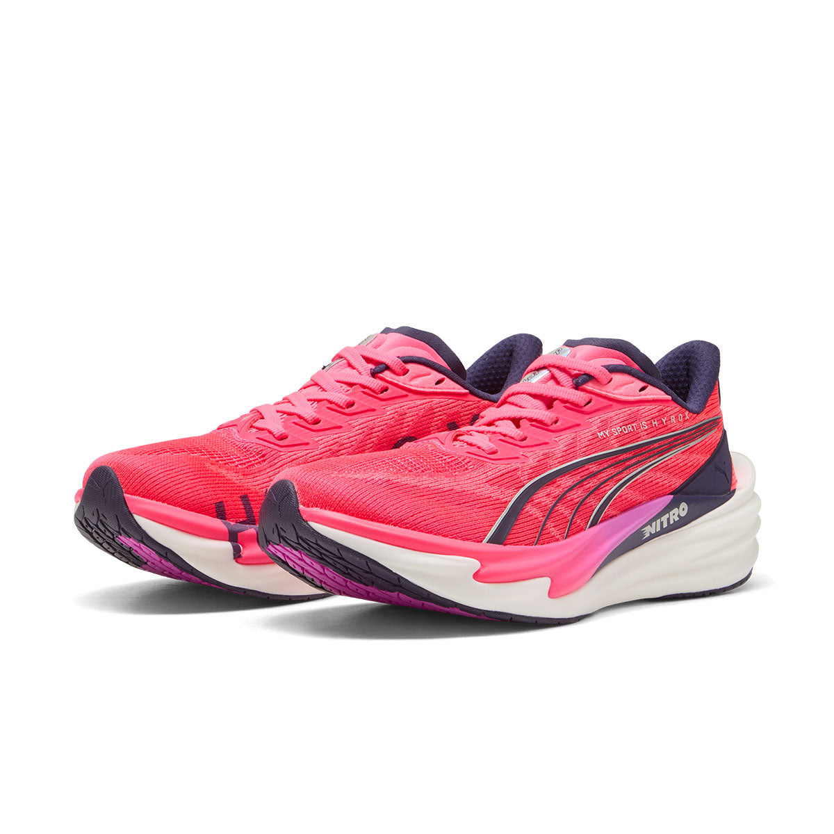 Puma Deviate NITRO 4 Hyrox dame løbesko i pink og navy