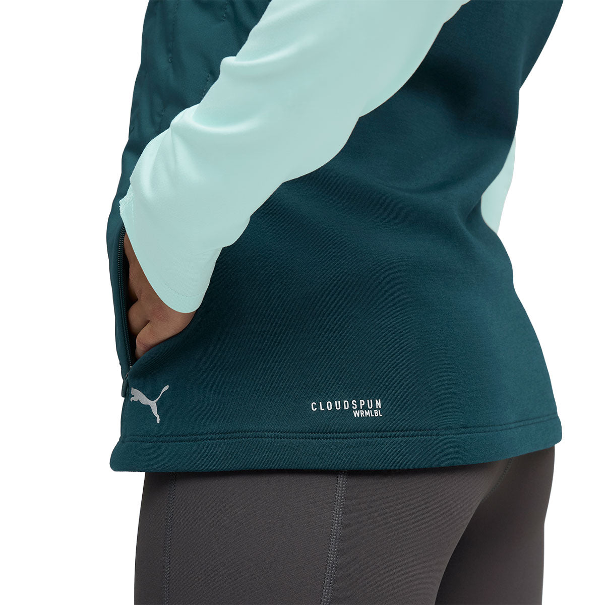 Puma Run Cloudspun Wrmlbl vest til damer i mørkeblå og mintgrøn