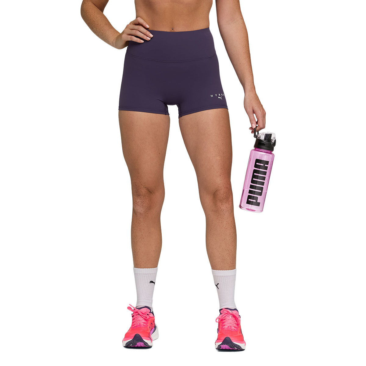 Puma x Hyrox Shapeluxe 3" kort tight i lilla med vandflaske