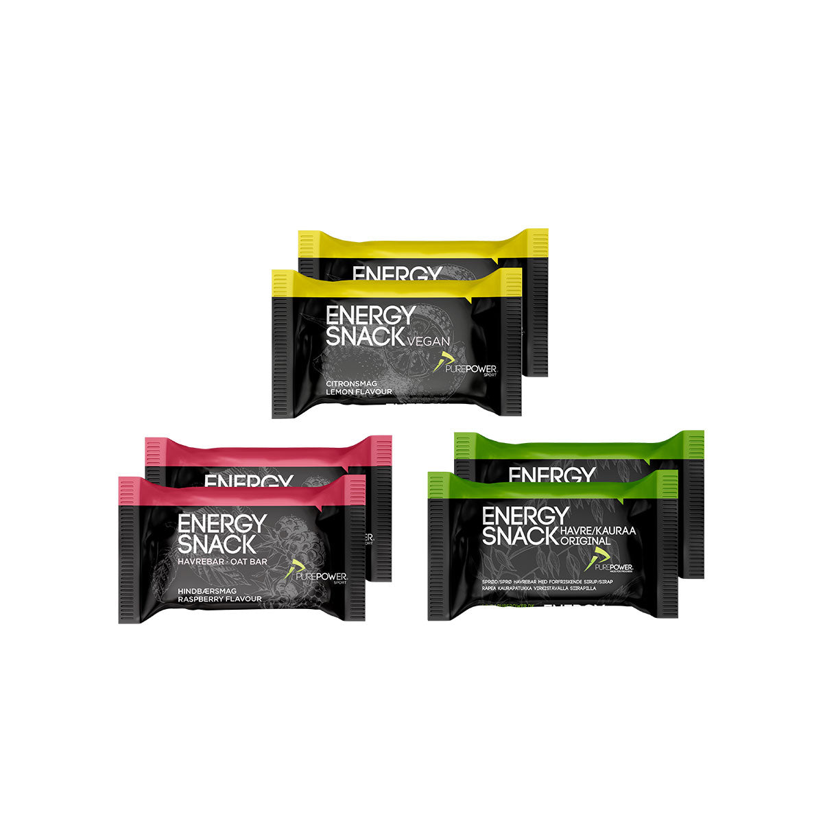Purepower Energy Snack Sample Mix 6-pak med energibarer i fire varianter