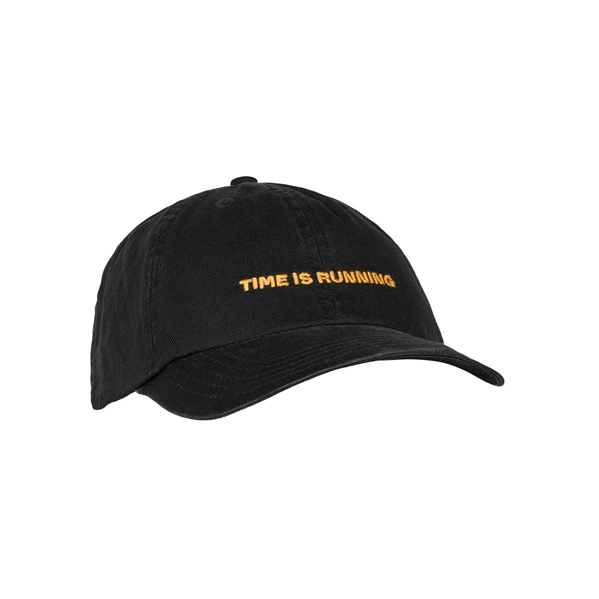 Saysky Everyday Cap sort kasket med tekstlogo Time is running