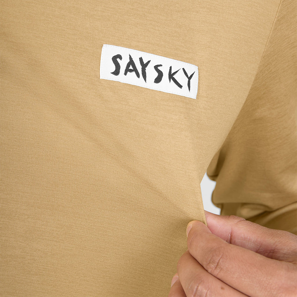 Langærmet trøje til mænd i beige med Saysky-logo ved brystet