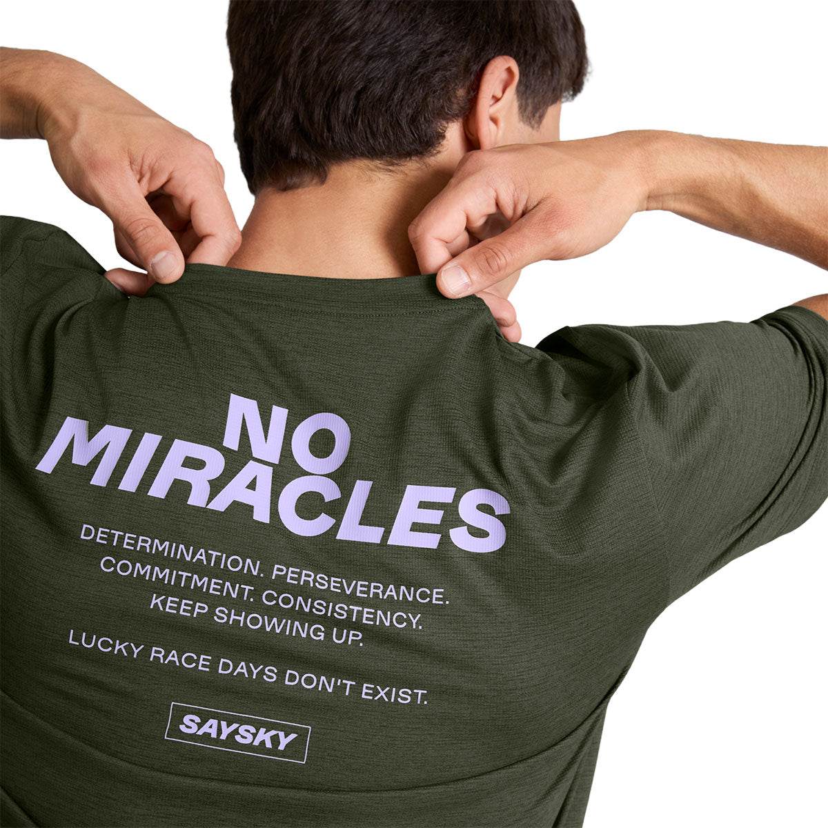 Grøn Saysky Statement Combat Pro T-shirt med lilla tekstmotiv
