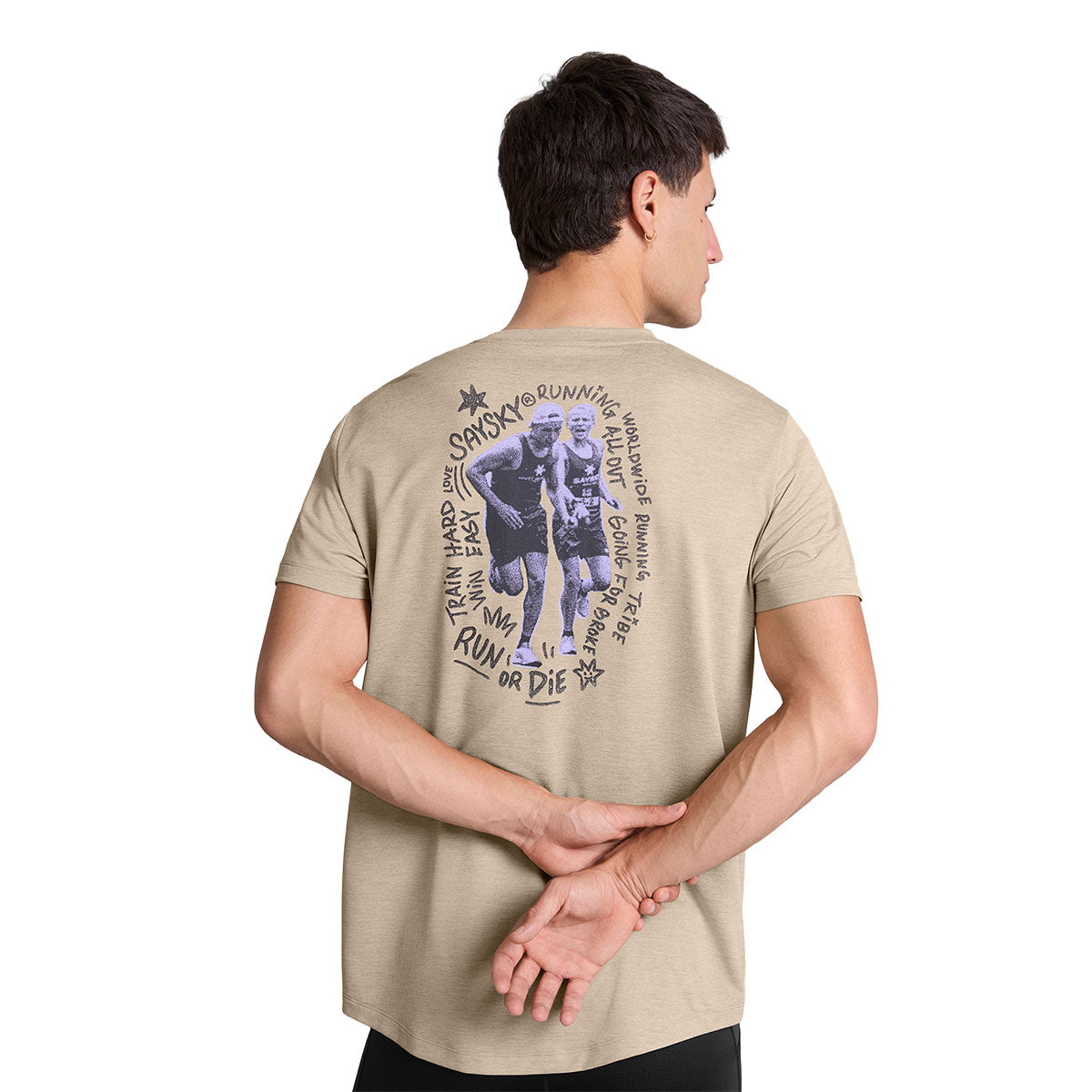 Saysky Statement Combat Pro T-shirt med grafisk rygtryk i beige