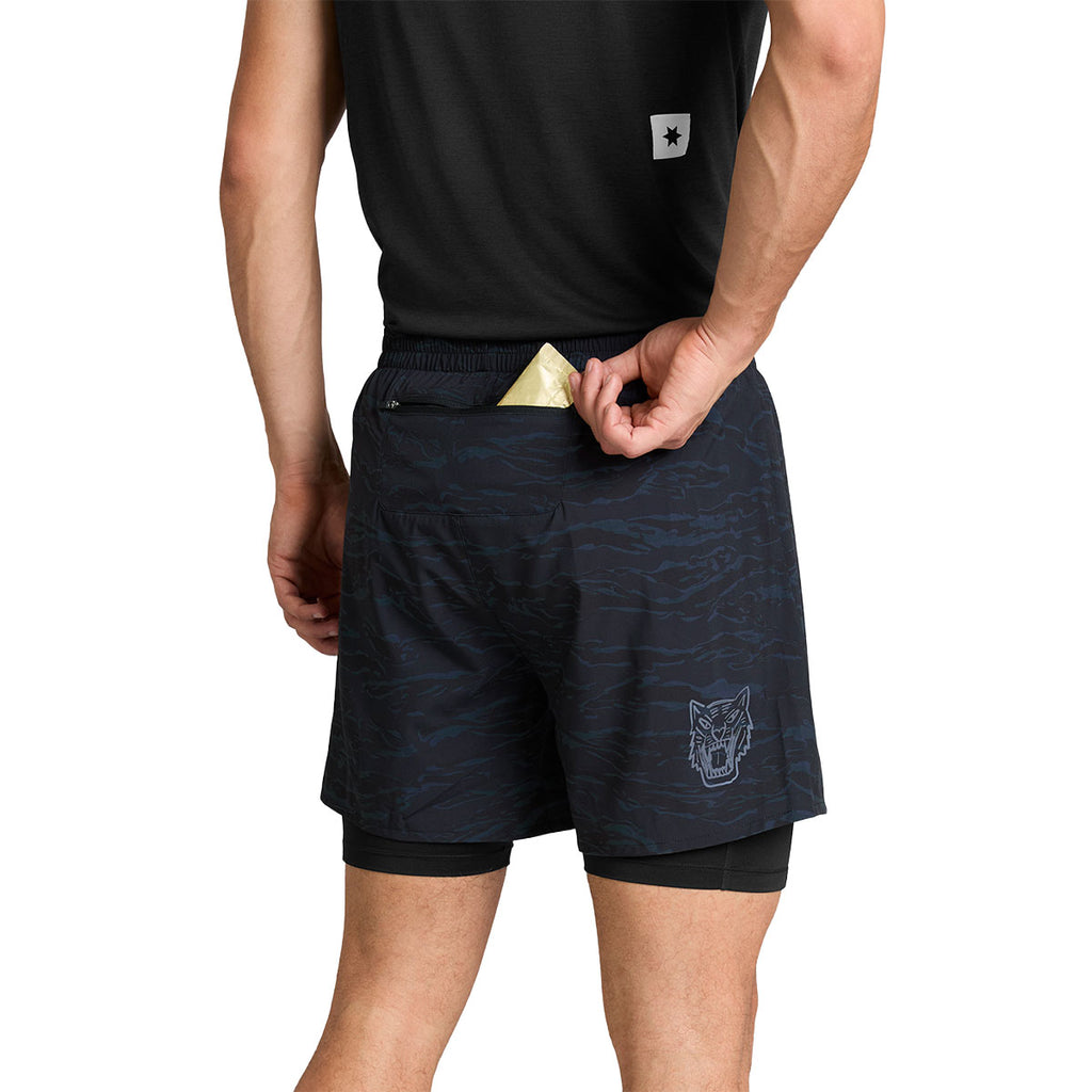 Saysky Tiger Pace 2-i-1 shorts 5 tommer til mænd med mønster