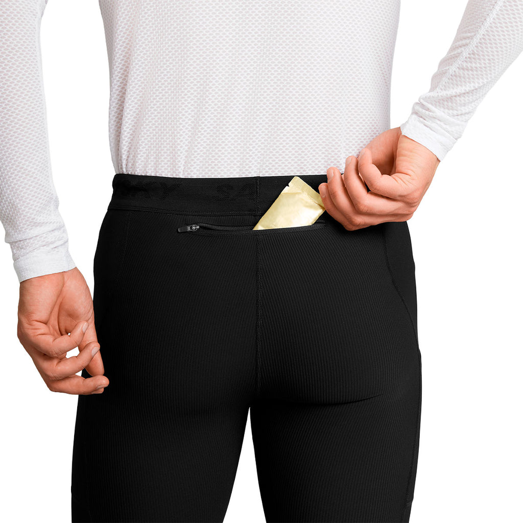 Saysky Combat+ rib long tights i sort med lomme i taljen