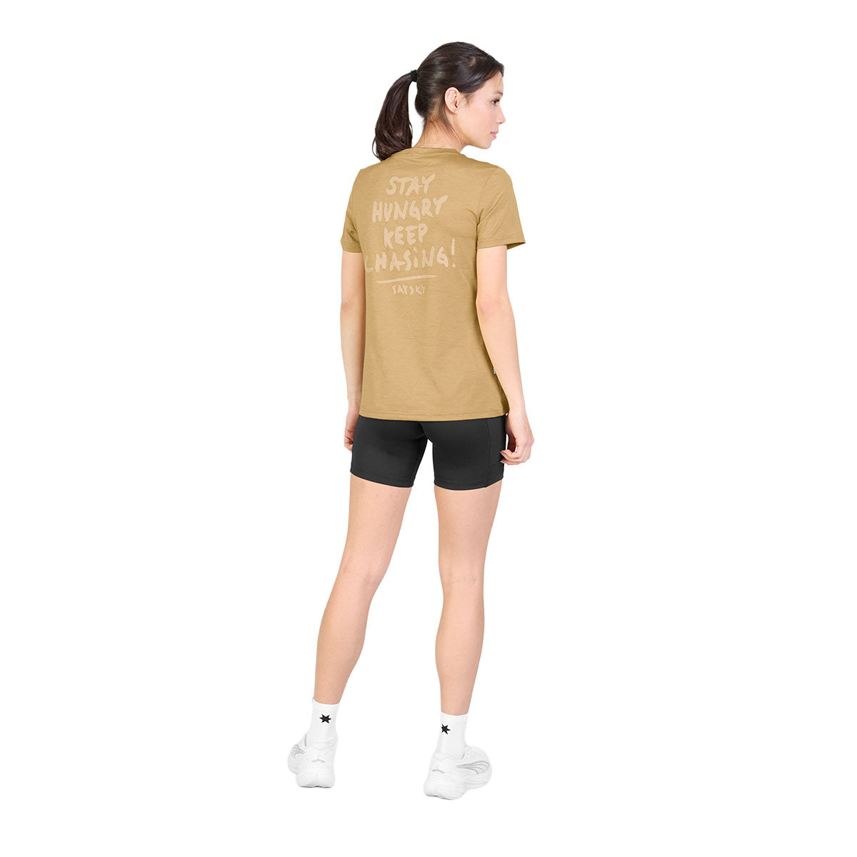 Saysky Tiger Pace t-shirt med tekstmotiv, set bagfra, til dame