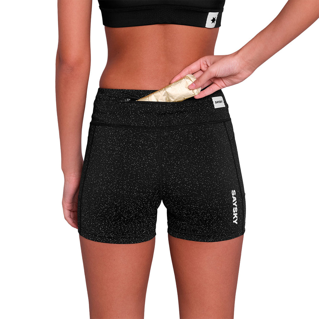 Saysky Universe Combat+ dame korte tights 4 tommer med sort mønster