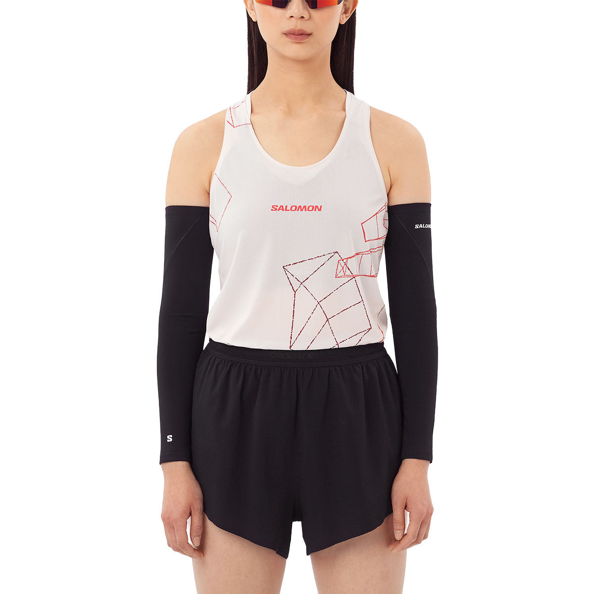 Salomon S/Lab Speed Singlet til damer i hvid med grafisk mønster