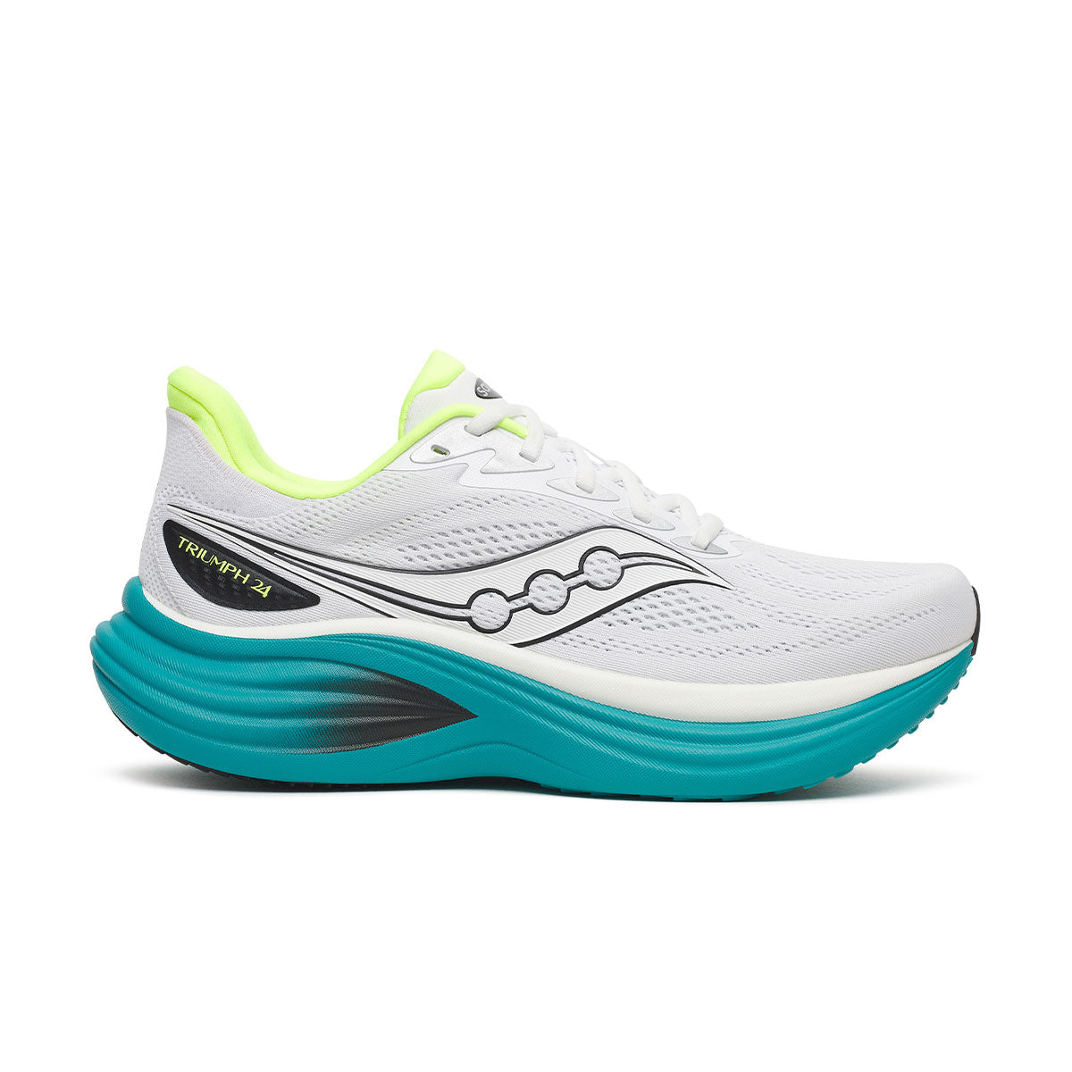 Hvid og turkis Saucony Triumph 24 herre løbesko med åndbart materiale