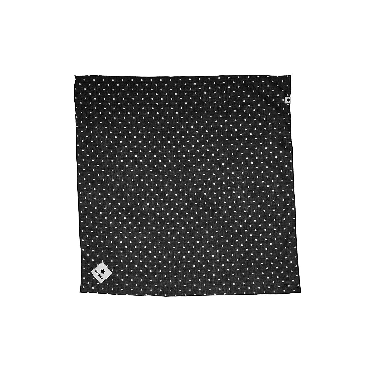 Saysky bandana med sort baggrund og hvide prikker