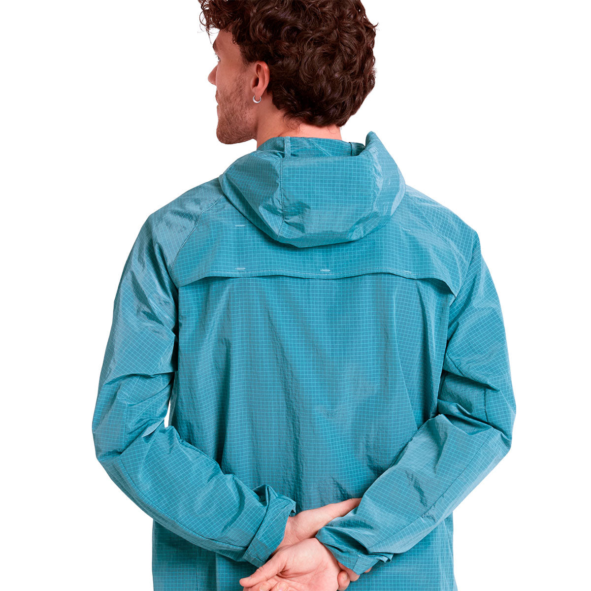 Saysky Clean Pace Shield Jacket i blå med hætte set bagfra